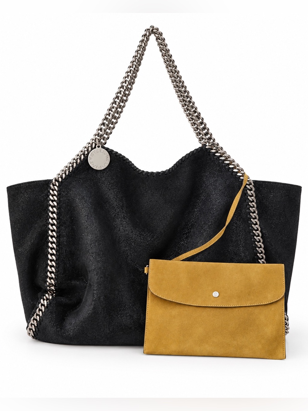 Stella McCartney Oversized Falabella 3-Chain Tote Black w/ Pouch